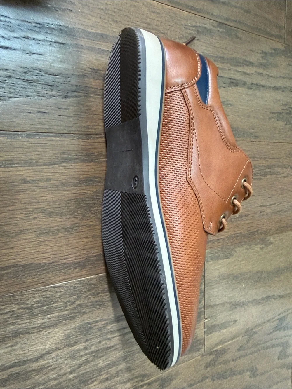 Boy’s Tan Leather Derby Shoes with Contrast Trim